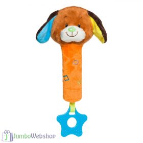 Plüss kutyusos csörgő és rágóka - 18 cm