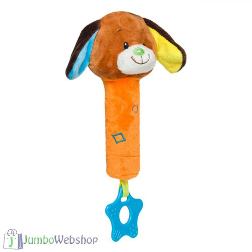 Plüss kutyusos csörgő és rágóka - 18 cm