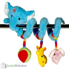 Kék elefántos spirál játék kiságyra - 20 cm