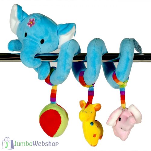 Kék elefántos spirál játék kiságyra - 20 cm