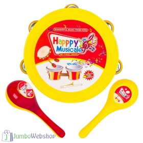 Gyermek Dob és Maracas Készlet - Piros és Sárga - 3 db