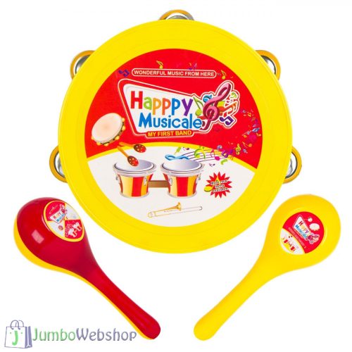 Gyermek Dob és Maracas Készlet - Piros és Sárga - 3 db