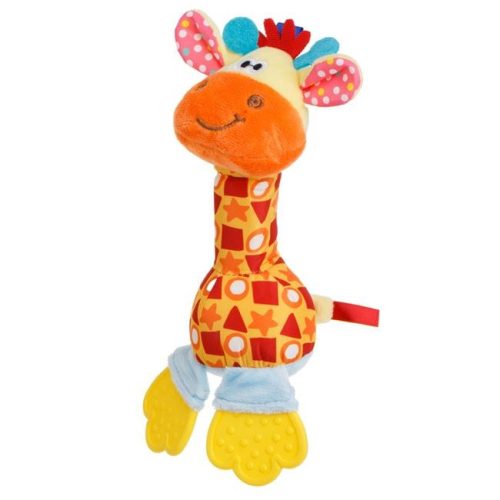 Zsiráfos textil csörgő rágókával, 10x5x20 cm