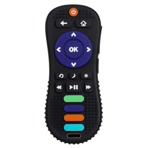 Szilikon Rágóka Baba Játék - TV Távirányító Forma, Fekete, 5.5x13 cm