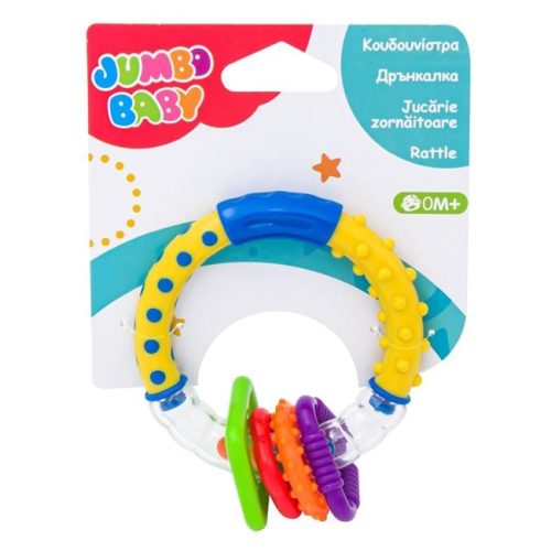 Színes formás csörgő karika, 9 cm