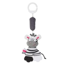 Fekete-Fehér Zebra Babakocsi Játék Csörgővel, 34 cm