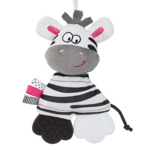Fekete-Fehér Zebra Babakocsi Játék Csörgővel, 34 cm