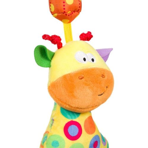 Függeszthető zsiráf bébijáték rágókával és csörgővel, 35 cm