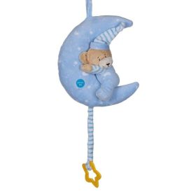   Zenélő forgó kiságyra - Kék maci a holdon fénnyel 24 cm