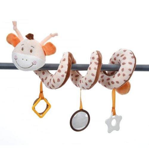 Spirálos plüss zsiráf rágókával babaágyra, 30 cm
