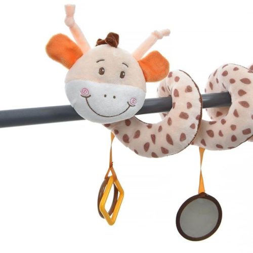 Spirálos plüss zsiráf rágókával babaágyra, 30 cm