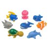 Tengeri Állatos Fürdőjáték Készlet Hálóban - 8 db-os, 9 cm