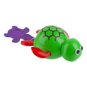 Úszó teknősbéka fürdőjáték - Zöld, 15 cm
