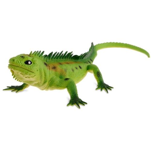 Zöld iguána élethű gyíkfigura, 33 cm
