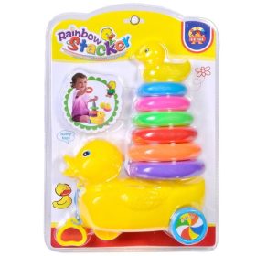 Kacsás gúla építőjáték 6 színes gyűrűvel