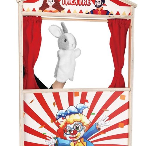 Szürke Nyuszi Plüss Bábfigura Bábszínházhoz - 28 cm