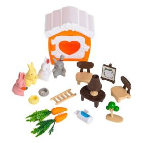 Nyuszis játékkészlet házzal és kiegészítőkkel