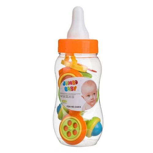 Biberon Formájú Rágóka és Csörgő Készlet - 4 db-os