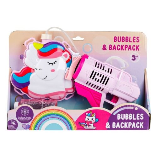 Buborékfújó Géppuska Unicornis Hátizsákkal - Fuxia Rózsaszín