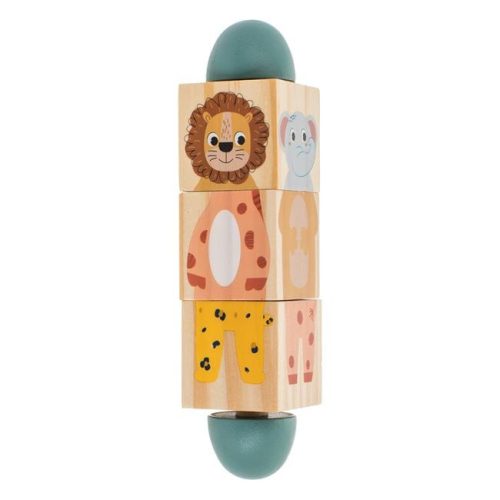 Fa Guruló Formabedobó Henger Állatos Kockákkal 17x4cm