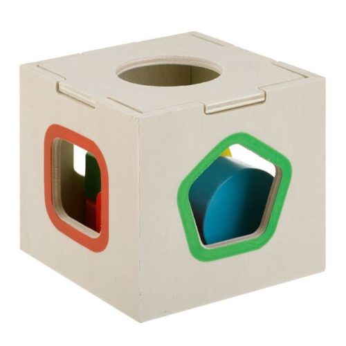 Színes Formaillesztő Fa Kocka Babáknak 9x9x9cm