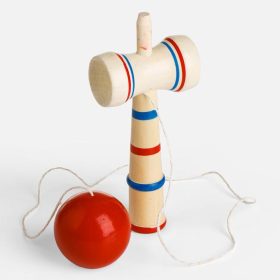 Fa Kendama 17x6,5 cm, piros golyóval