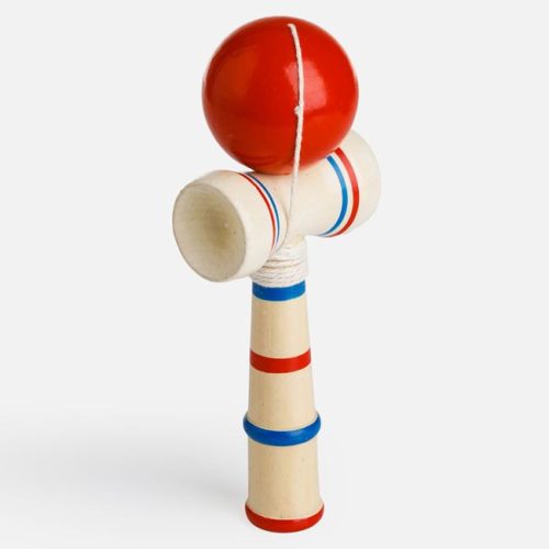 Fa Kendama 17x6,5 cm, piros golyóval