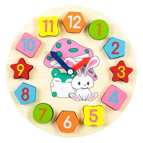 Fa óra puzzle állatos mintával (12 darabos) - 25 cm