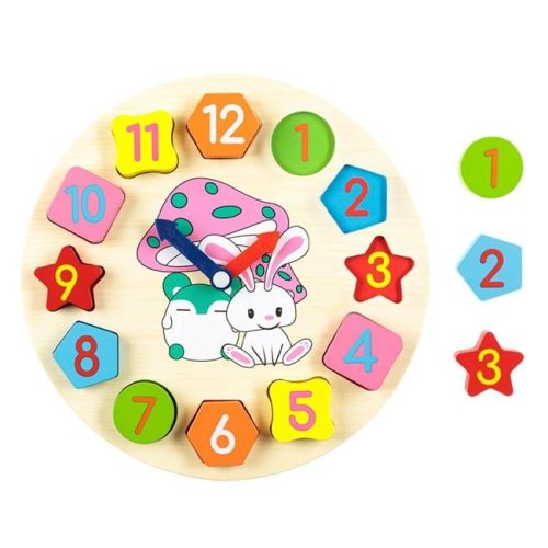 Fa óra puzzle állatos mintával (12 darabos) - 25 cm