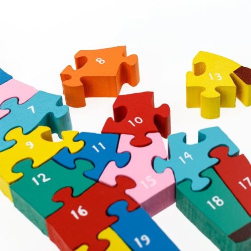 Színes Számos Fa Kirakó - Zsiráf, 11x28 cm