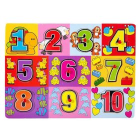 Fából Készült Számjegy Puzzle (10 részes) - 30x22 cm