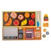 Fából Készült Játékkassza és Élelmiszer Szeletelő Puzzle, 30x22 cm