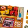 Fából Készült Játékkassza és Élelmiszer Szeletelő Puzzle, 30x22 cm