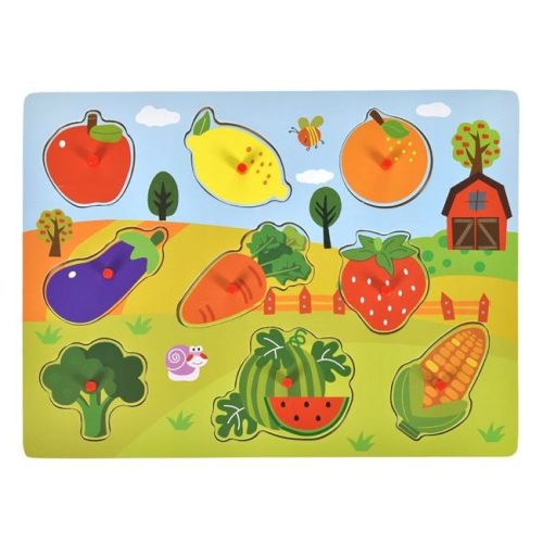 Fa Berakós Puzzle - Zöldségek és Gyümölcsök (9 részes) 30x22cm