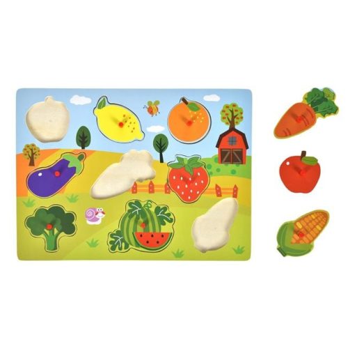 Fa Berakós Puzzle - Zöldségek és Gyümölcsök (9 részes) 30x22cm