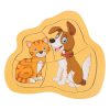 Fából Készült Kutya és Macska Puzzle (5 részes) 15.5x14cm