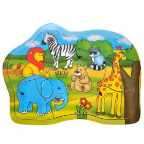 Dzsungel állatok fa puzzle (9 darabos) - 23x17 cm