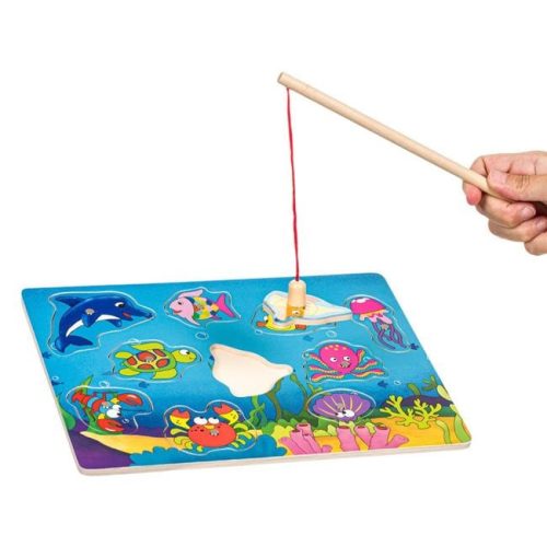 Mágneses Fa Horgász Játék és Puzzle, 30x22.5 cm