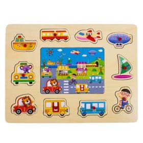 Fa puzzle közlekedési eszközökkel (10 darabos) 30x22cm