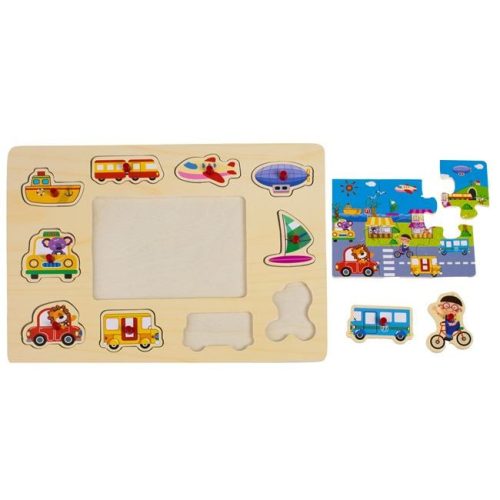 Fa puzzle közlekedési eszközökkel (10 darabos) 30x22cm