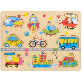   Fa készségfejlesztő puzzle - Járművek (10 db-os) - 30x22 cm