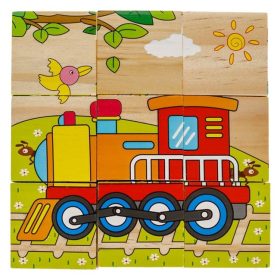 Fából Készült Kocka Puzzle - Járműves (9 darabos)