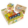 Fából Készült Kocka Puzzle - Járműves (9 darabos)
