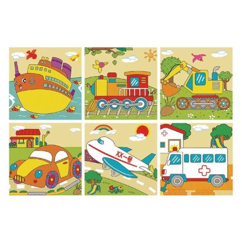 Fából Készült Kocka Puzzle - Járműves (9 darabos)