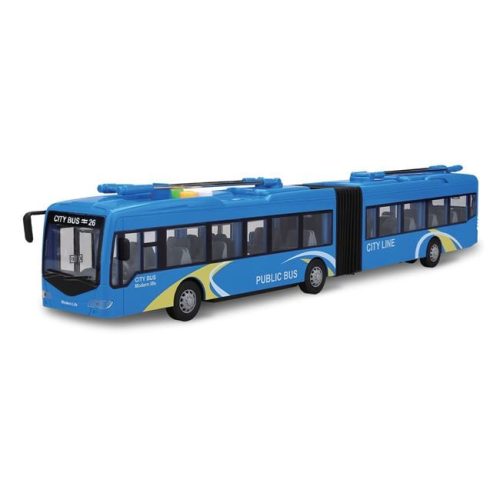 Kék emeletes busz fényekkel és hanggal