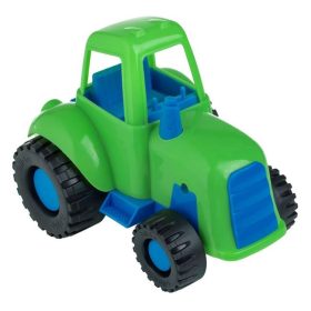 Játék traktor, zöld-kék, 18 cm