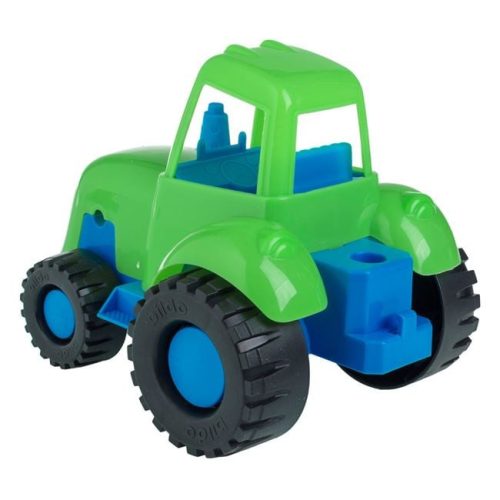Játék traktor, zöld-kék, 18 cm
