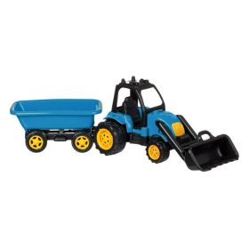 Zöld Játék Traktor Markolóval és Utánfutóval - 60 cm
