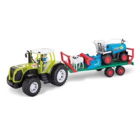Játék traktor utánfutóval, cséplőgéppel és hanggal