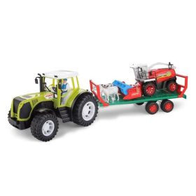 Játék traktor utánfutóval, cséplőgéppel és hanggal